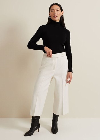 Phase Eight Ripley Boucle Culotte Trousers White Australia | LD4820567